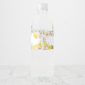 Pink Floral Lemon Baby shower Waterfles Etiket (Achterkant)