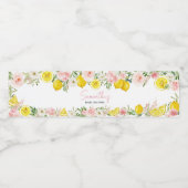 Pink Floral Lemon Baby shower Waterfles Etiket (Enkel label)