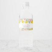 Pink Floral Lemon Baby shower Waterfles Etiket (Voorkant)