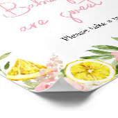 Pink Floral Lemon Baby's zijn zoet Poster (Hoek)