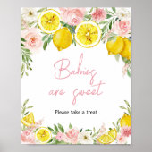 Pink Floral Lemon Baby's zijn zoet Poster (Voorkant)