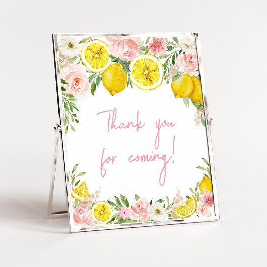Pink Floral Lemon Bedankt voor uw komst Poster