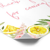 Pink Floral Lemon Bedankt voor uw komst Poster (Hoek)
