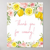 Pink Floral Lemon Bedankt voor uw komst Poster (Voorkant)