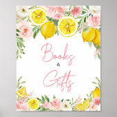 Pink Floral Lemon boeken en geschenken Poster (Voorkant)