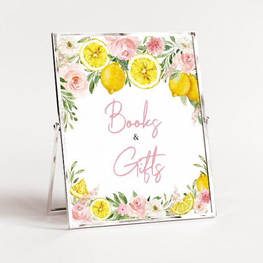 Pink Floral Lemon boeken en geschenken Poster