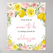 Pink Floral Lemon Envelope Station Poster (Voorkant)