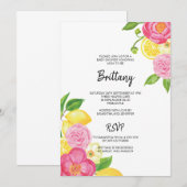 Pink Floral Lemon Gender Neutral Baby shower Kaart (Voorkant / Achterkant)