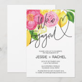 Pink Floral Lemon Summer Engagement Party Heart Kaart (Voorkant / Achterkant)