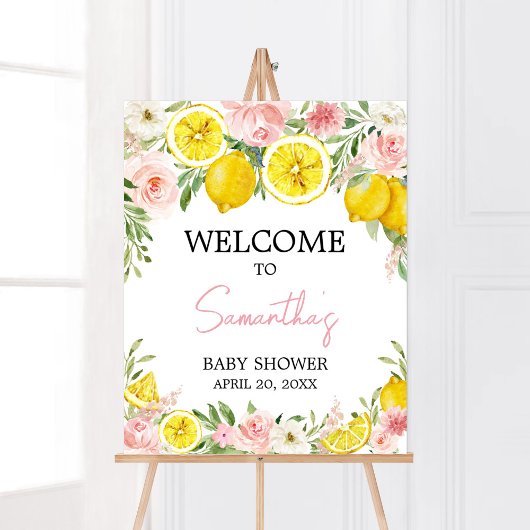 Pink Floral Lemon Welkom Poster