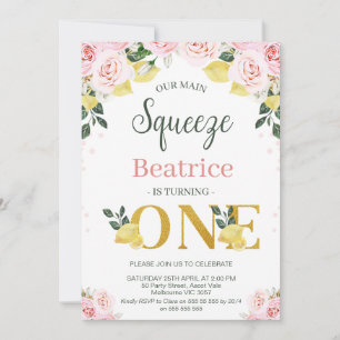 Pink Floral Lemons Ons belangrijkste plein 1e verj Kaart