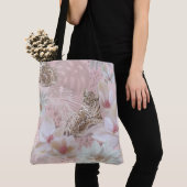 Pink Floral Leopard Pattern Mode Tas (Dichtbij)
