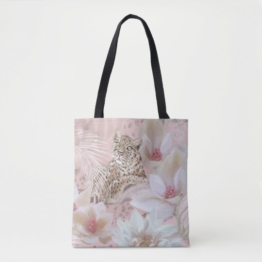 Pink Floral Leopard Pattern Mode Tas (Voorkant)