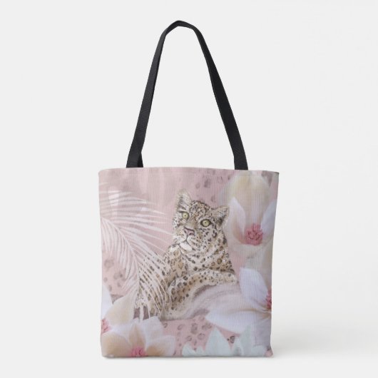 Pink Floral Leopard Pattern Mode Tas (Achterkant)