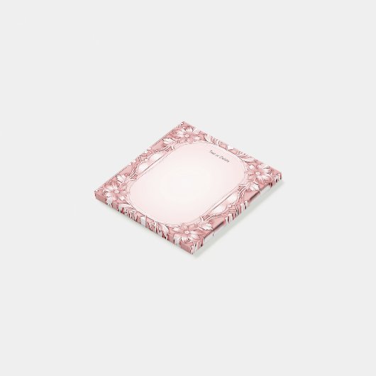 Pink Floral Lijst Post it Notes (Schuin)