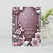 Pink Floral Lijst repetitie diner Kaart (Staand voorkant)