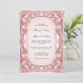 Pink Floral Lijst Weddenschap Kaart (Staand voorkant)