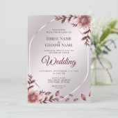 Pink Floral Lijst Weddenschap Kaart (Staand voorkant)