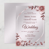 Pink Floral Lijst Weddenschap Kaart (Voorkant / Achterkant)