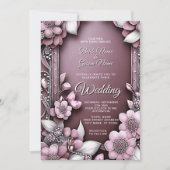 Pink Floral Lijst Weddenschap Kaart (Voorkant)