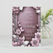 Pink Floral Lijst Weddenschap Kaart (Staand voorkant)