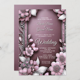 Pink Floral Lijst Weddenschap Kaart