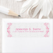 Pink Floral Lijst White Damascus Achtergrond Etiket (Insitu)