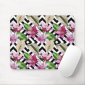 Pink Floral Lily Muismat (Met muis)