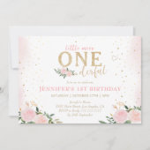 Pink Floral Little Miss Onederful 1e verjaardag Kaart (Voorkant)