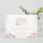 Pink Floral Little Miss Onederful 1e verjaardag Kaart (Staand voorkant)