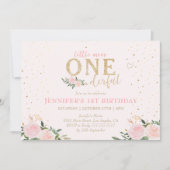 Pink Floral Little Miss Onederful 1e verjaardag Kaart (Voorkant)