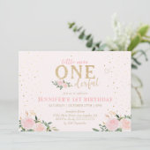 Pink Floral Little Miss Onederful 1e verjaardag Kaart (Staand voorkant)