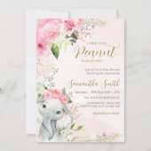Pink Floral Little Peanut Baby shower Kaart (Voorkant)
