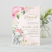 Pink Floral Little Peanut Baby shower Kaart (Staand voorkant)