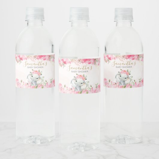 Pink Floral Little Peanut Baby shower Waterfles Etiket (Flessen)