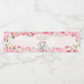 Pink Floral Little Peanut Baby shower Waterfles Etiket (Enkel label)