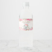 Pink Floral Little Peanut Baby shower Waterfles Etiket (Voorkant)