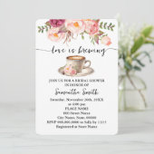 Pink Floral Love is het brouwen van Vrijgezellenfe Kaart (Staand voorkant)