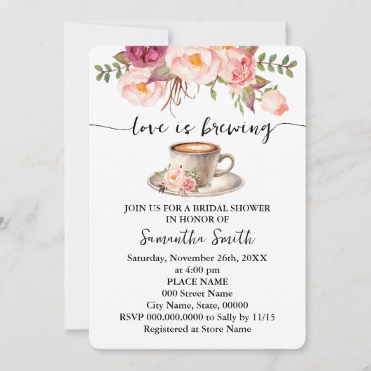 Pink Floral Love is het brouwen van Vrijgezellenfe Kaart (Voorkant)