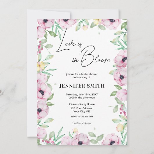 Pink Floral Love is in Bloom Vrijgezellenfeest Kaart (Voorkant)