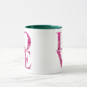 Pink Floral LOVE Square Mok (Midden)