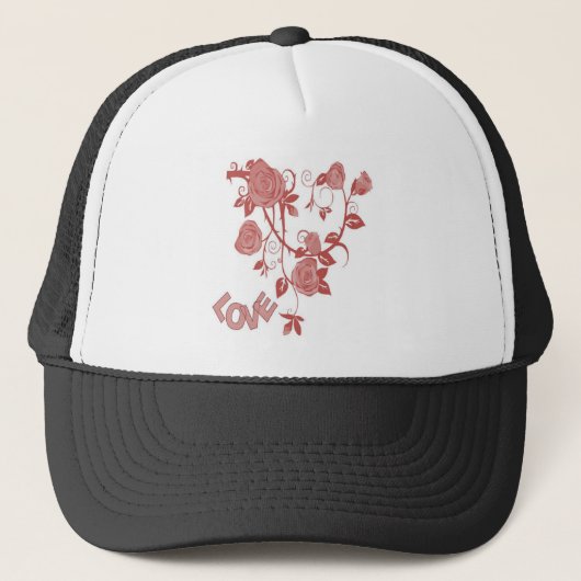 Pink Floral Love Trucker Pet (Voorkant)