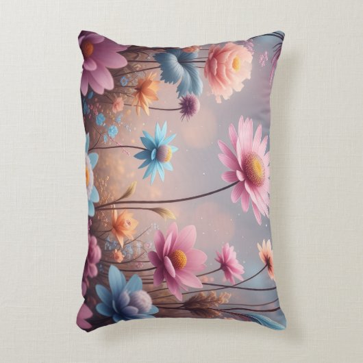 Pink floral Lumbar Pillow Accent Kussen (Voorkant(Verticaal))