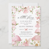 Pink Floral Magical Fairy Baby Shower Invitation Kaart (Voorkant)
