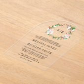 Pink Floral Magnolia Monogram Wedding   Acryl Uitnodigingen (Laagn)