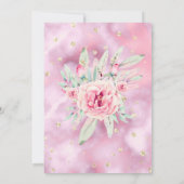 Pink Floral marmer Glitter Gold Birthday Party Kaart (Achterkant)