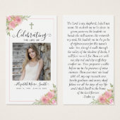 Pink Floral Memorial Service Funeral Prayer Kaart (Voorkant /achterkant)