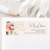 PInk Floral Merry Christmas Retour-adreslabel Etiket (Insitu)