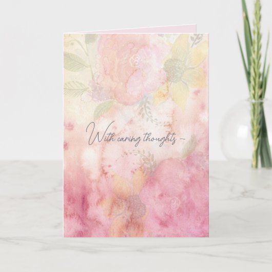 PINK FLORAL MIX SYMPATHY CARD BEDANKKAART (Voorkant)