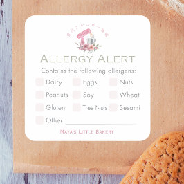 Pink Floral Mixer Food Allergy Alert Vierkante Sticker